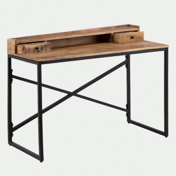 Mesa escritorio madera natural 120x90x55 hierro negro