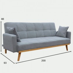 Sofá cama chaise longue 3 plazas arcón. Madera pino, tapizado color arena espuma alta calidad 211x82x82