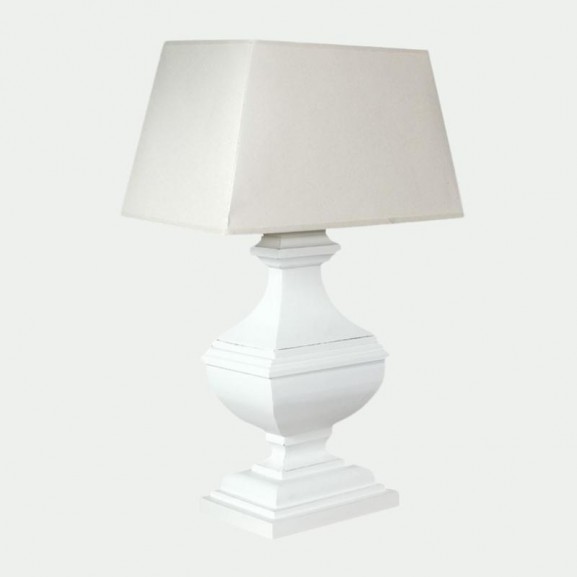 Lámpara mesa madera 22x45x17 blanca decapada