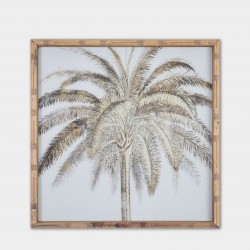 Cuadro pared 50x3x50  lámina palmeras beig gris 