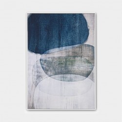 Cuadro decoración abstracto 67X94 azules marco blanco