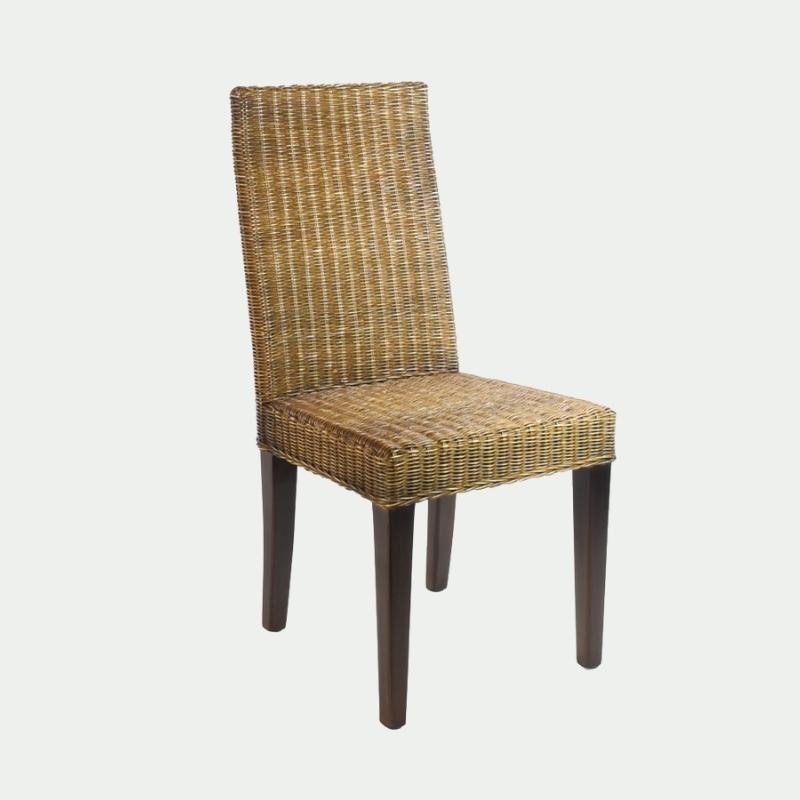 Silla alta de madera y mimbre, Decoración artesanal online