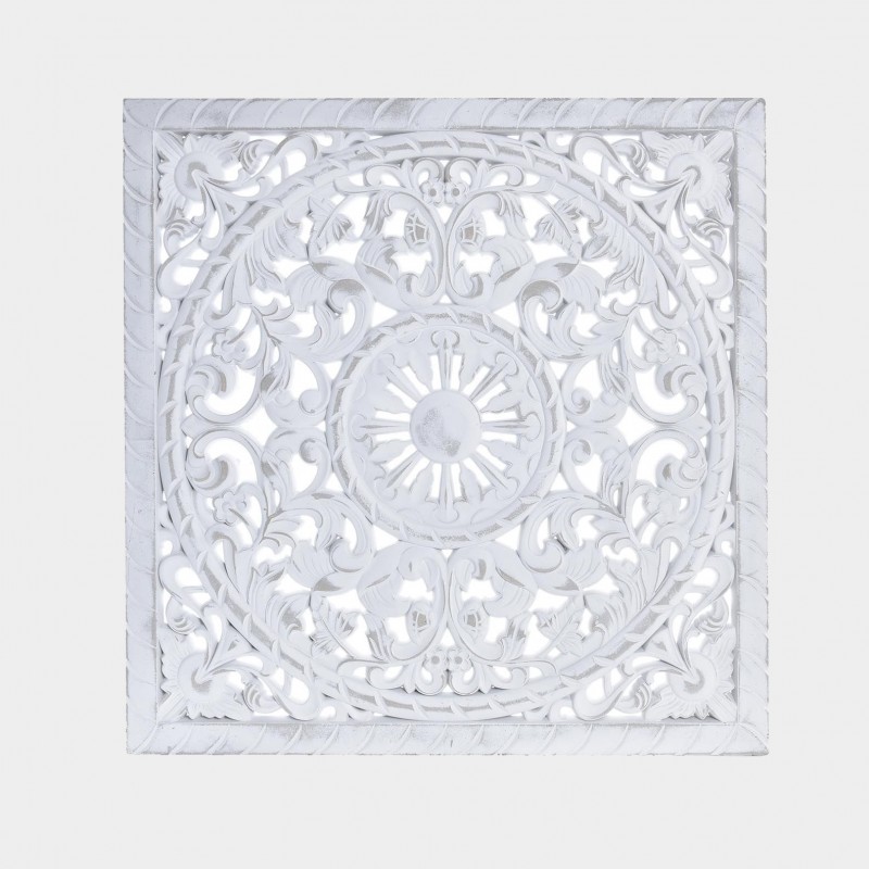 Decoración de Pared DKD Home Decor Blanco Mandala Madera MDF (120 x 3,5 x  120 cm)