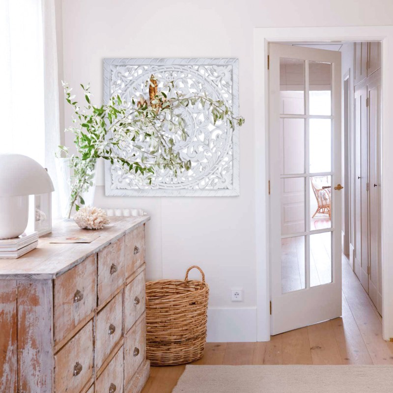 Decoración de Pared DKD Home Decor Marrón claro Mandala Madera MDF (60 x 2  x 60 cm) 