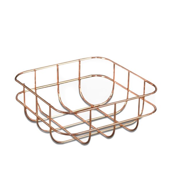 CESTA DE BAÑO METALICA COBRE DOSIFICADOR + VASO 21X21X8.5