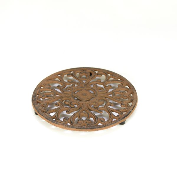 REPOSAPLATOS REDONDO HIERRO FORJA OXIDADO DIAM 17CM