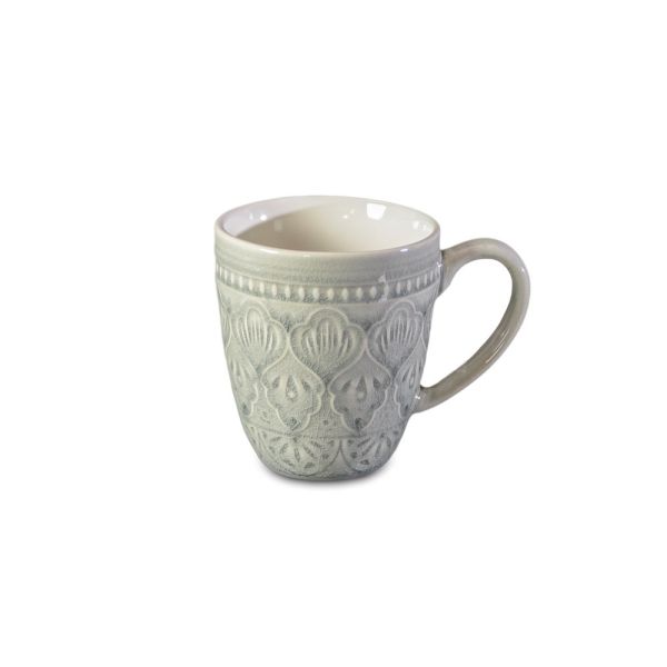 TAZA CERAMICA RELIEVE GRIS