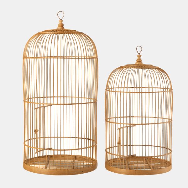SET 2 JAULAS BAMBU NATURAL 39.5X39.5X86CM