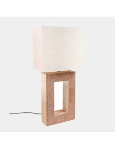 Lámpara mesa madera teca rectangular 20x56 Pantalla incluida
