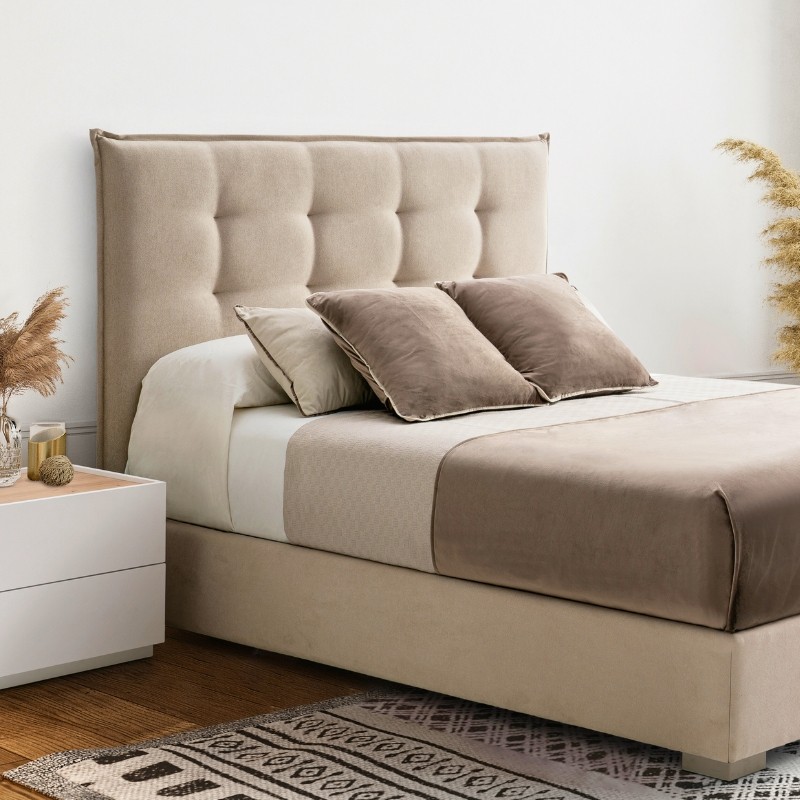 Cabecero cama ODELE apto camas 150 cm, cuadrado acolchado tapizado