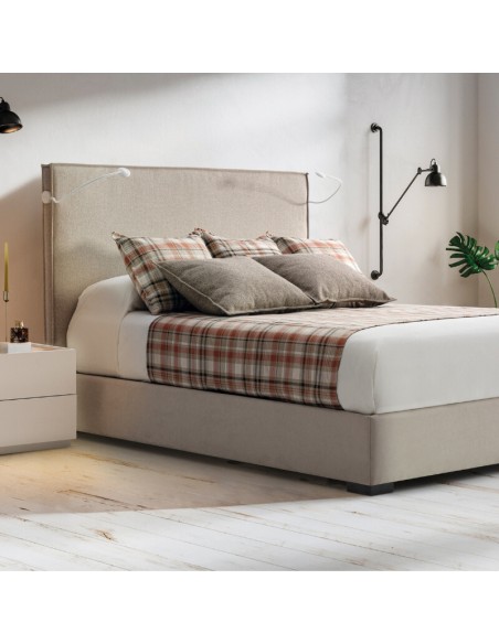 Cabecero Génesis para cama 90-150-180 tapizado liso color piedra