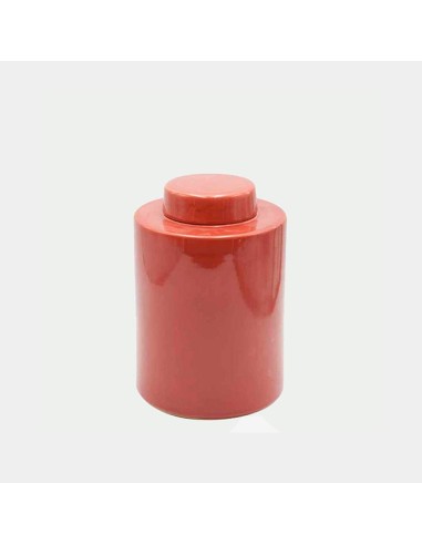 Bote jarrón redondo mediano con tapa 16x23x16  cerámica terracota