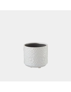 Maceta florero cerámica blanca