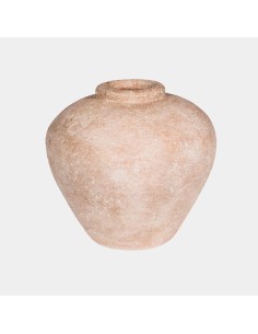 Macetero jarrón cerámica rústica desgastada marrón tierra