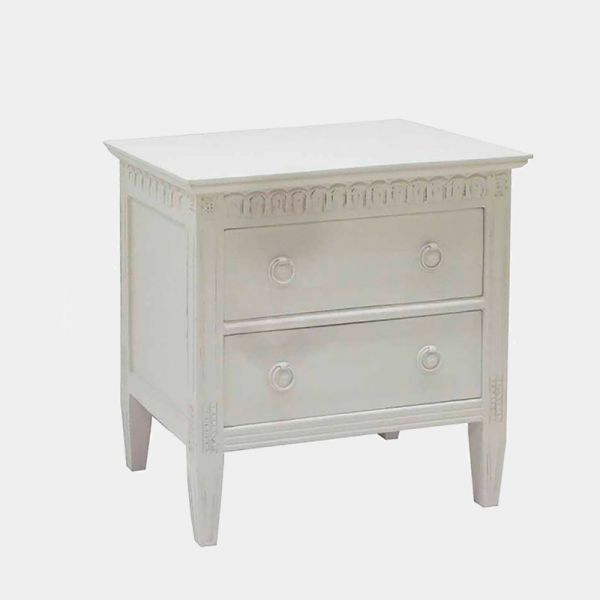 Table rectangulaire Deux tiroirs blancs 57x39.5x57 cm