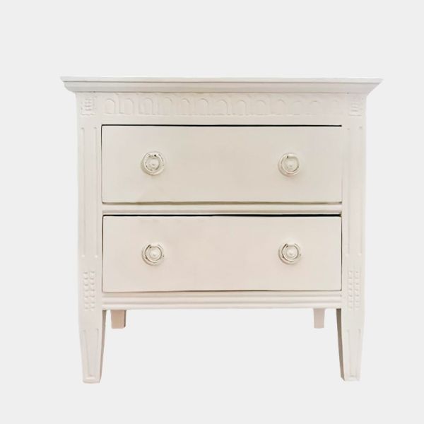 Table rectangulaire Deux tiroirs blancs 57x39.5x57 cm