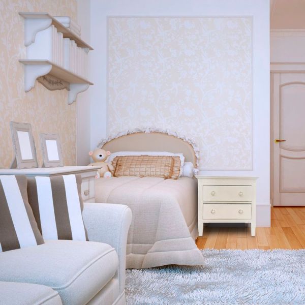 Table rectangulaire Deux tiroirs blancs 57x39.5x57 cm