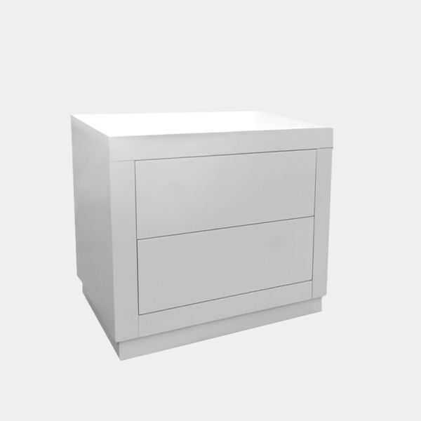 Mesita noche 3 cajones 55x35x49 madera maciza gris topo decapado