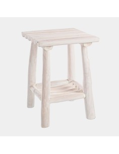 Banqueta blanca de troncos madera 35X50 cm