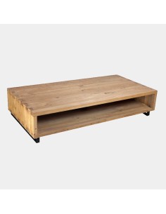 Mesa centro rústica madera natural patas negras 120X60X30