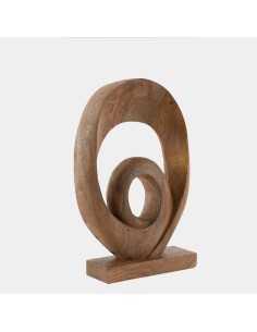 Figura decorativa circular madera, Marrón 46x30 cm