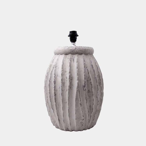 Lámpara de mesa cerámica relieve gris claro 28x45 cm | Tapidecor