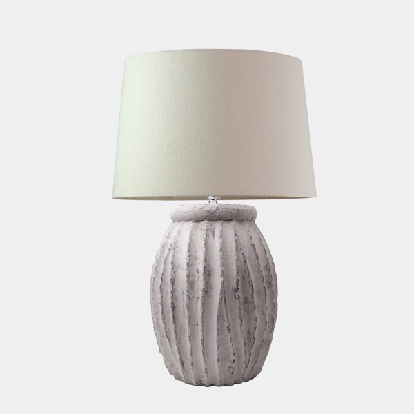 LAMPARA PBREMESA CERAMICA GRIS CLARO 28X28X45