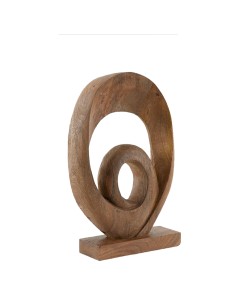 Figura decorativa circular madera, Marrón 46x30 cm