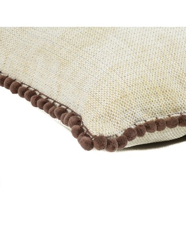 Funda de cojín de algodón beige arena con ribete 40 x 40 BASTET