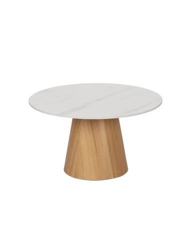 Mesa centro tapa mármol patas madera 80x45 cm