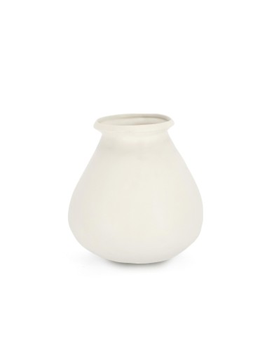 FLORERO MEDITERRANOE ABOMBADO CERAMICA BLANCA 25.5X25.5X25