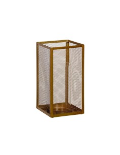 Portavelas cristal-metal rectangular dorado 36x18 cm