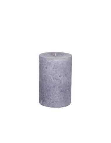 RUSTIC SUEDE GREY PILLAR CANDLE