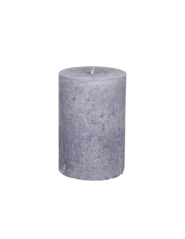 RUSTIC SUEDE GREY PILLAR CANDLE