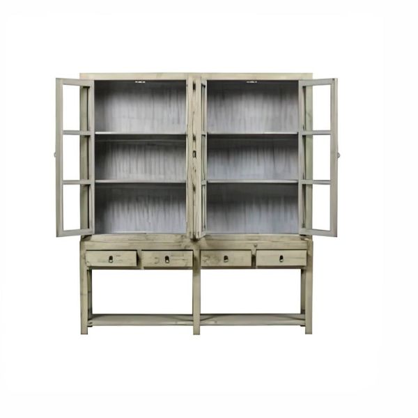 VITRINA NATURAL 4 PUERTAS 4 CAJONES 200X46X225