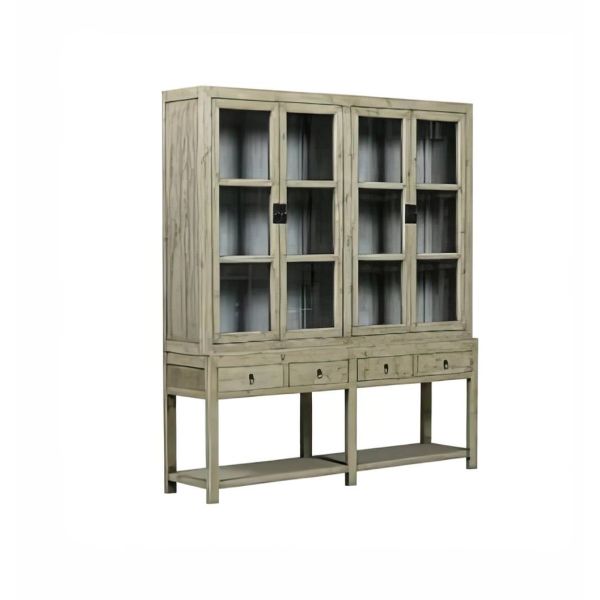 VITRINA NATURAL 4 PUERTAS 4 CAJONES 200X46X225