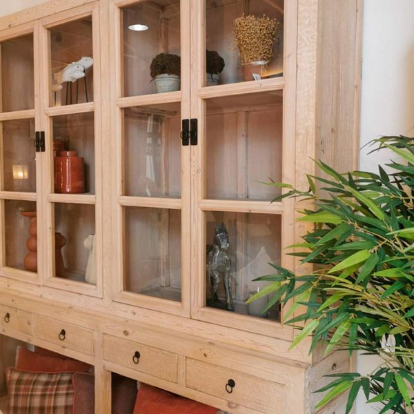 VITRINA NATURAL 4 PUERTAS 4 CAJONES 200X46X225