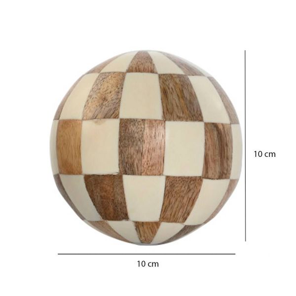 Bola redonda decorativa hueso natural 10x10x10