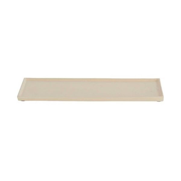 Bandeja metal rectangular crema 19x40 cm