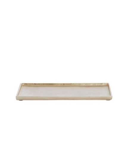 Bandeja plato metal rectangular oro claro 30x18 cm