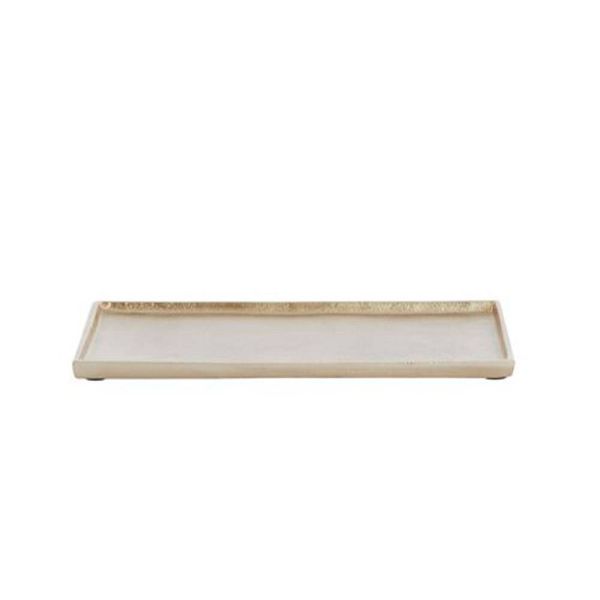 Bandeja plato metal rectangular oro claro 30x18 cm