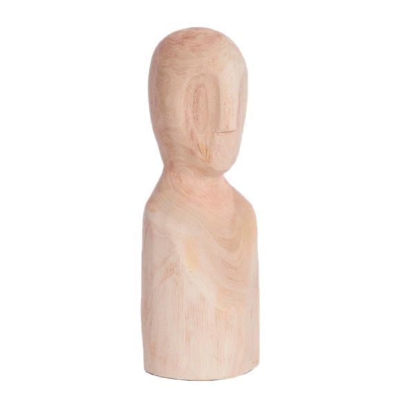 FIGURA LUMUNA ORNAMENTO MADERA NATURAL SOBRE BASE 12X11.5X41