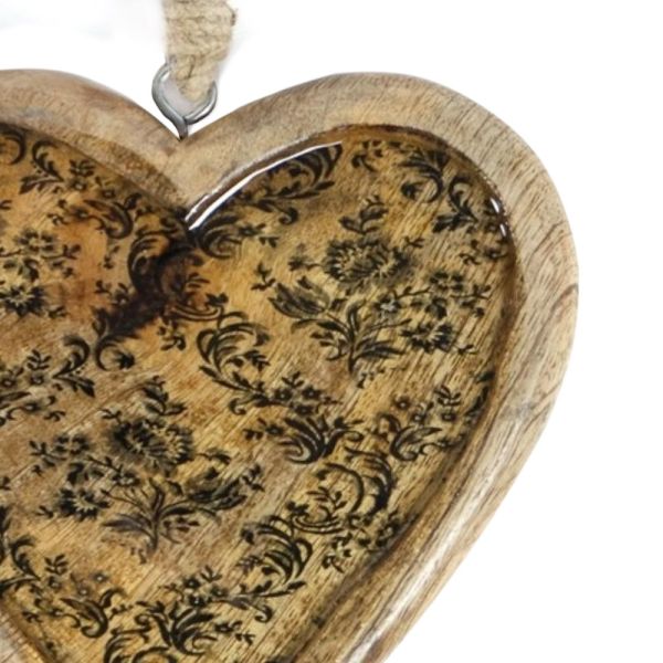 Corazón colgante madera labrada 17x17x1