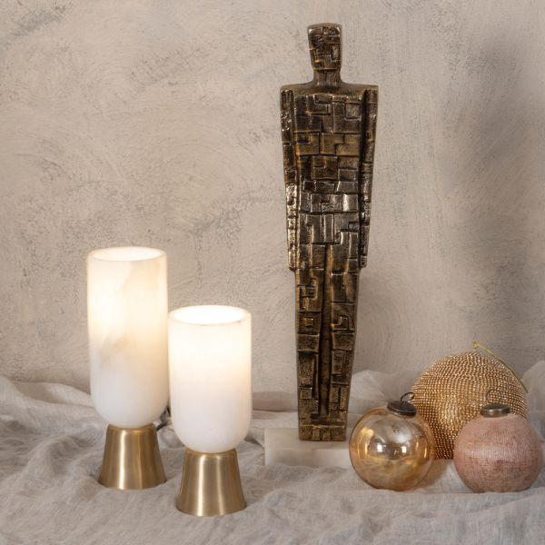 LAMPARA DE MESA ALABASTRO SOBRE BASE DORADA 9X9X27