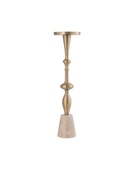 Candelabro aluminio base travertino dorado 44x11 cm