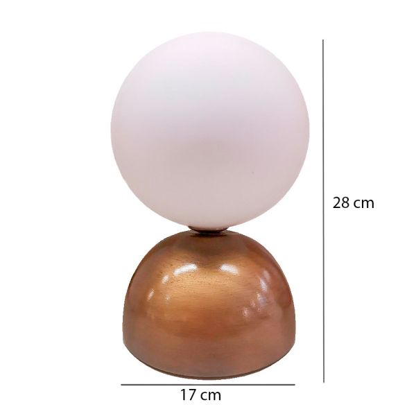 LAMPARA SOBREMESA BOB BASE CUERO PINTURA BLANCA T 18 CM