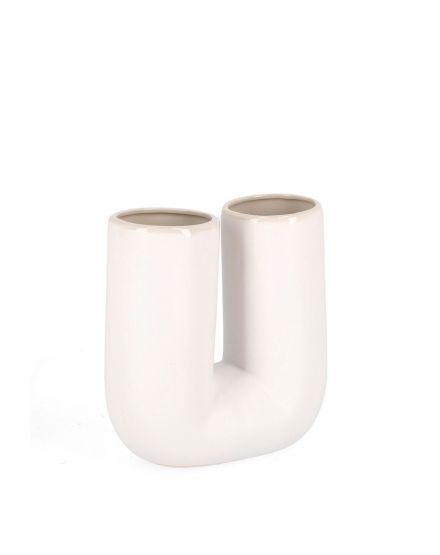 FLORERO GRES CERAMICA BLANCO 19.5X8.5X21