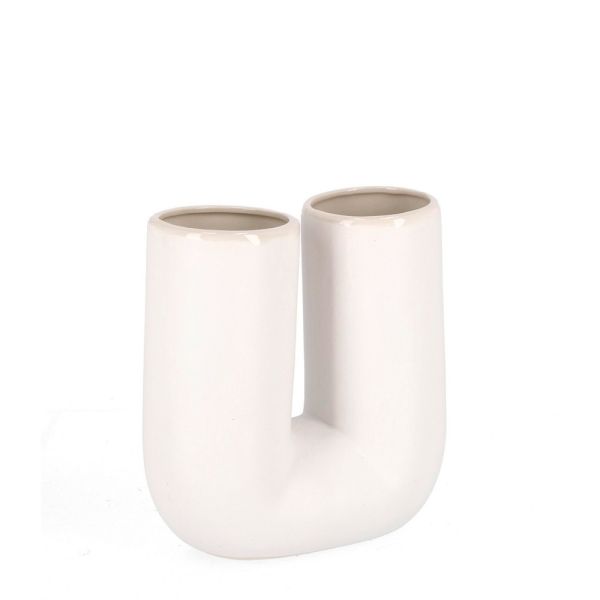 FLORERO GRES CERAMICA BLANCO 19.5X8.5X21