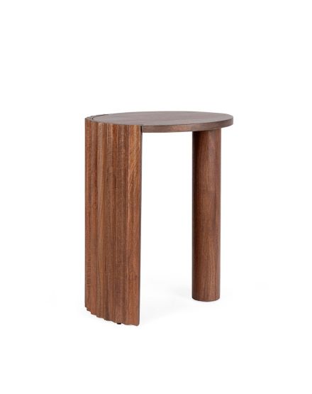 Mesa auxiliar madera mango soporte acero 65x50 cm