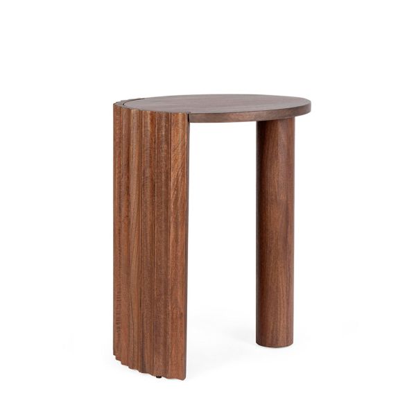 Mesa auxiliar madera mango soporte acero 65x50 cm